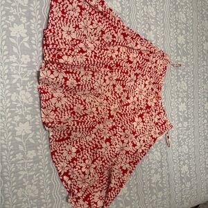 Floral High-Low Skirt in Red and White